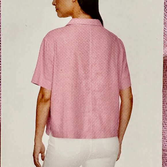 New Buffalo Women's Linen Blend Button Front Shirt Top Size M Pink Relaxed Fit - Picture 12 of 15